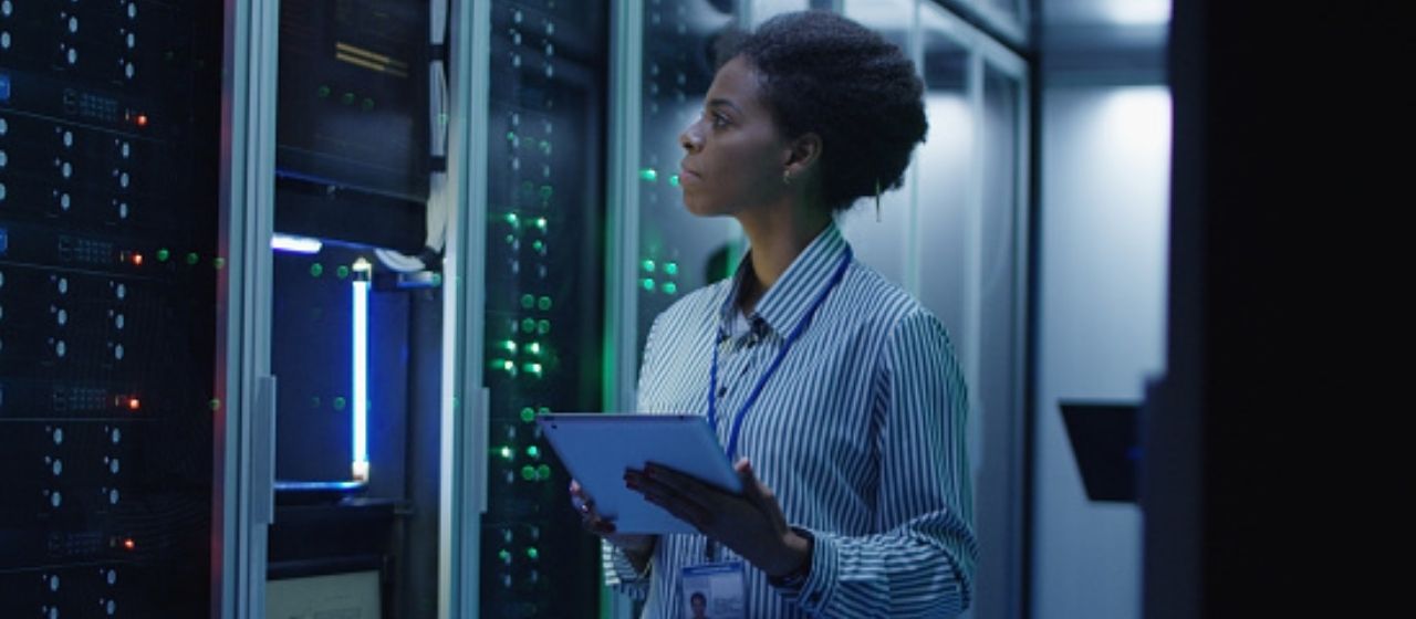 woman in a data center